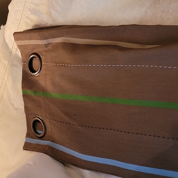 Circo Boy's curtains, 54'x84', brown w/ Kelly green, baby blue & beige stripes - Picture 3 of 7